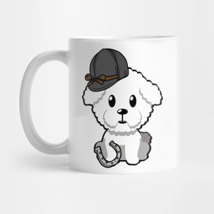 Funny furry dog is ready to ride a horse Mug